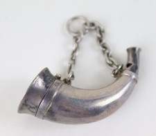 One 1854 Josiah Moore ?  sterling horn whistle vinaigrette 2" long