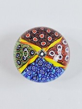 Murano Millefiori Art Glass Hand Blown Paperweight Multicolor Vtg