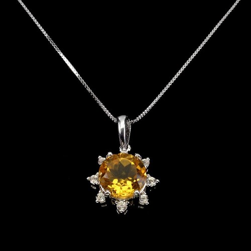 Silver Earrings Pendant Yellow Citrine Genuine Gems Solid Sterling With Chain - Picture 6 of 24