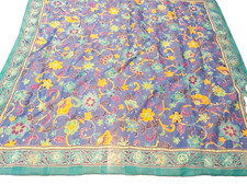 Vtg. Berkshire Blue Floral Scarf, 100 Polyester, Made In Italy, 30x30