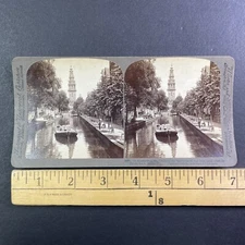 Canal View in Amsterdam The Netherlands Holland Stereoview Antique c1904 Y6259