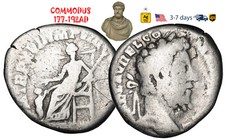 Ancient Roman Empire Coin Silver Denarius COMMODUS 177 - 192 AD Authentic #32390