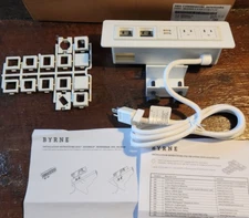 Byrne Desk Edge Mount Distribution Power Strip w/USB & 2 Outlets for Computer