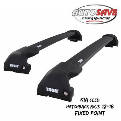 Thule WingBar Edge Black Roof Bars for Kia Ceed Hatchback Mk.3 12-18 Fixpoints