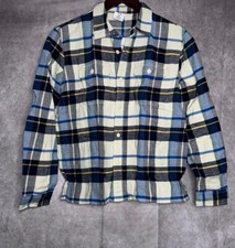 GAP Kids Blue  White Plaid Flannel Button Up Long Sleeve Shirt Size XL 12 