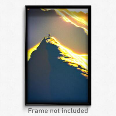 Pixel Art Poster - Mountainous Shadow (8 Bit Psychedelic Video Game Print)