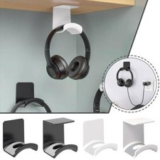 Headphone Stand Adhensive Plastic Wall Mount Hanger Under Desk Headset Rack W1Z2