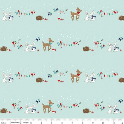 ''Pixie Noel 2'' Animal Mint Yardage by Tasha Noel for Riley Blake