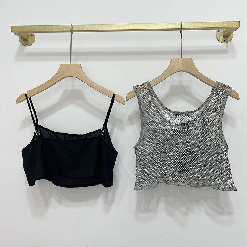 New Diamond Hollow Short Tank Top ins Pure Sexy Light Luxury Open Umbilical Top - Image 2 of 4