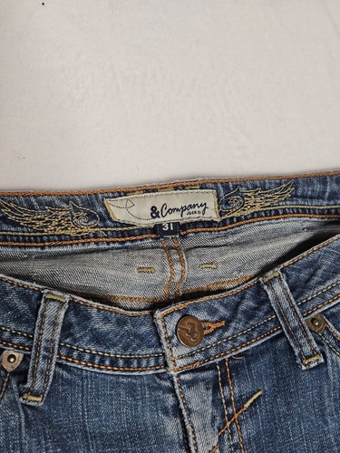 J & Company Y2K Robertson Jeans Crystals Studs Leopard Print Design Size 31 - Picture 3 of 7