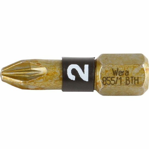 2pk Wera Gold PZ2 25mm Bi Torsion Extra Hard Screwdriver Bits Pozi 2