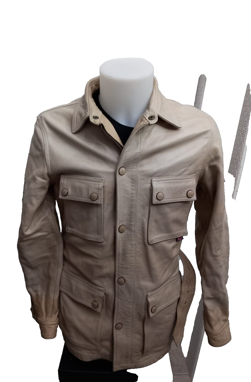Belstaff Genuine Leather Jacket Used Men Size S Beige XXC192L