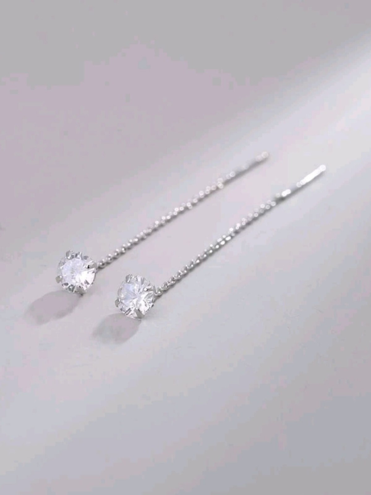 14k White Gold Threader Earrings Birthday Gift Set for Women