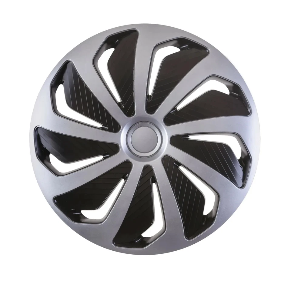 FOR RENAULT WIND - 14" WHEEL TRIMS WIND BLACK & SILVER HUB CAPS COVER 4PC SET - Image 2 of 4