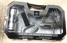 Sharper Image Multi Tool, LED Flashlight  & Carabiner Gift Set Opened Package 47