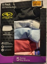 Athletic Works Girls size L 10-12 Active Shorts Underwear, 5-Pack NEW READ