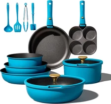 21Pcs Pots and Pans Set, Nonstick Cookware Set Detachable Handle, Induction Kitc
