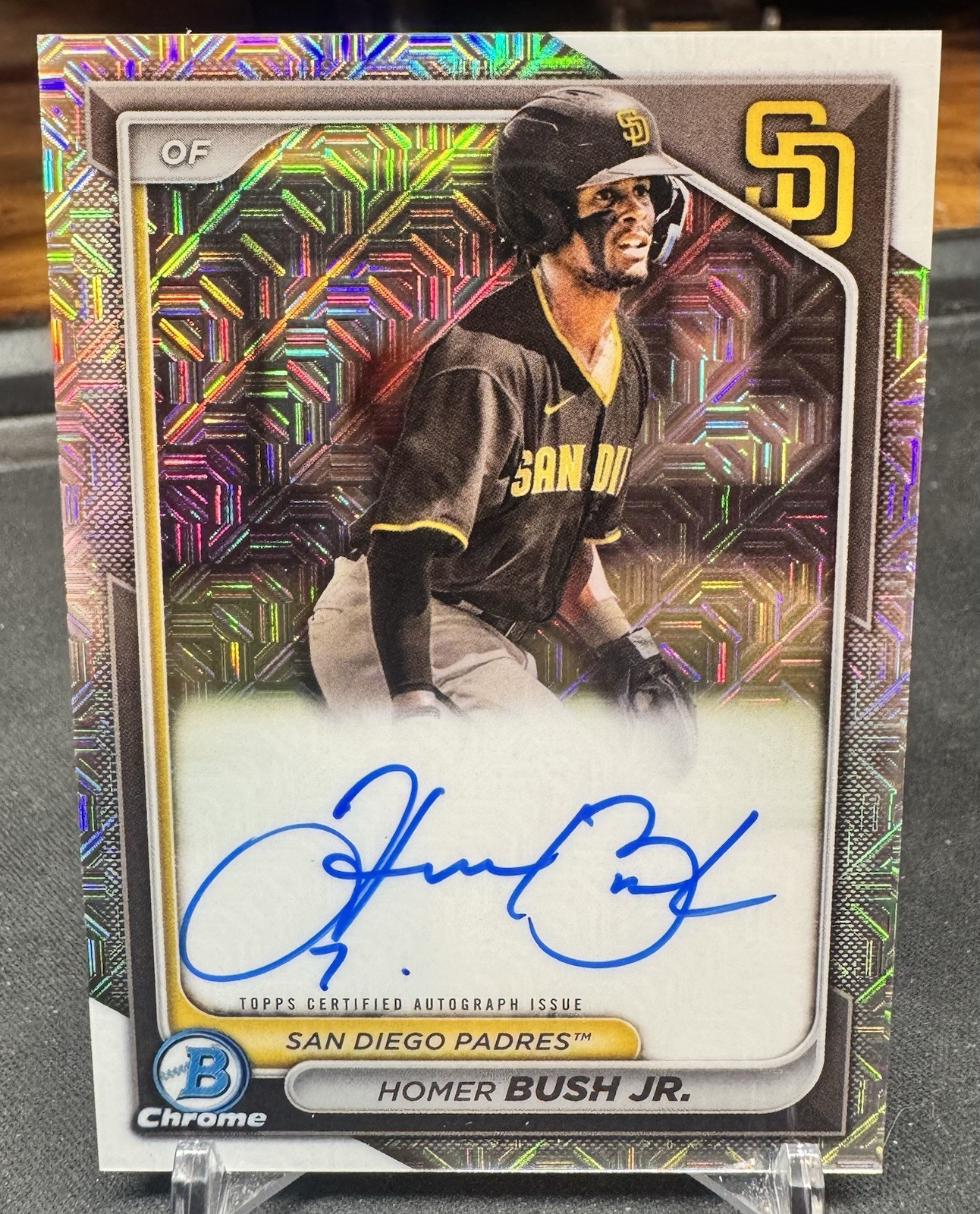Homer Bush Jr 2024 Bowman Chrome Prospect Mojo Refractor Auto #BMA-HB Padres