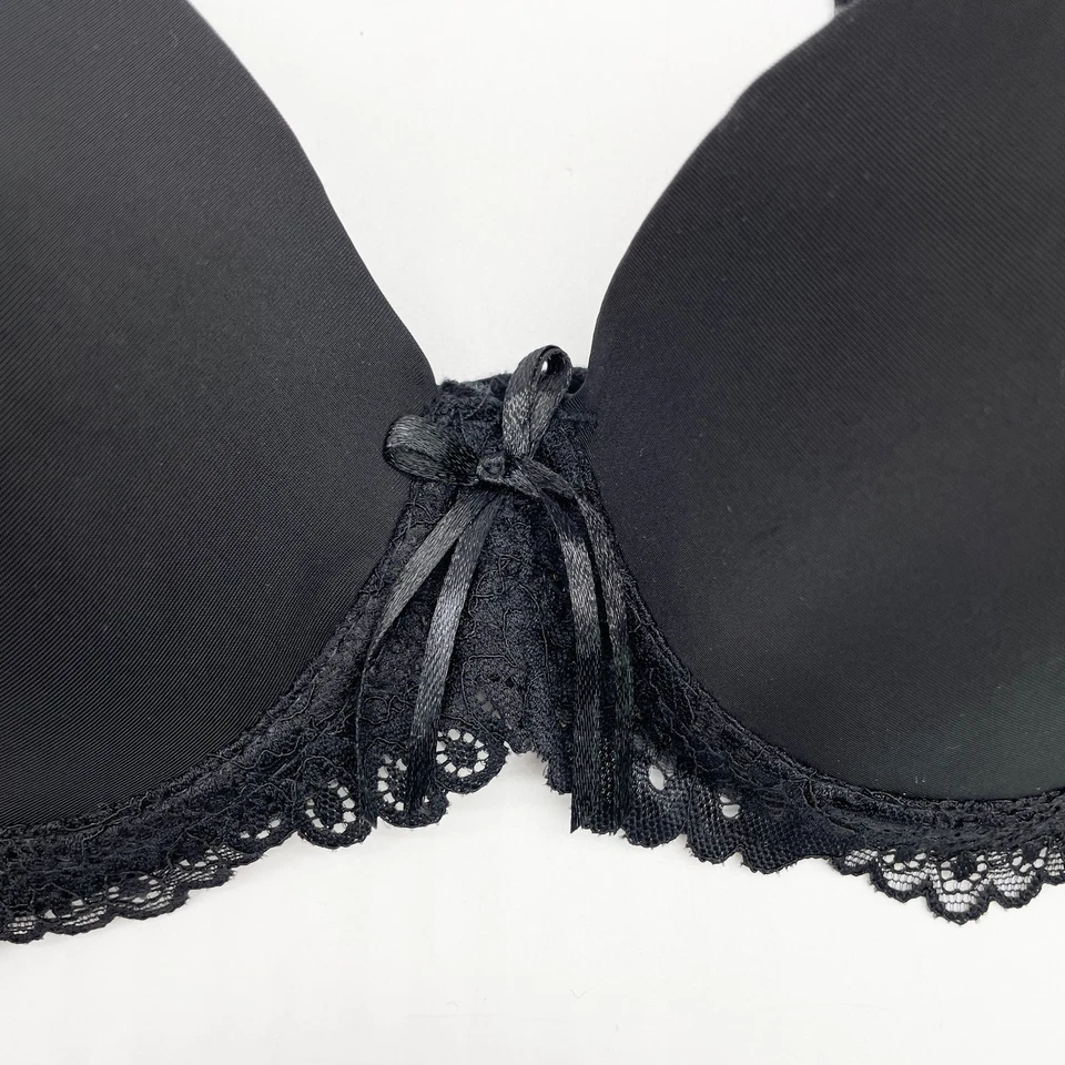 Sujetador push up de encaje negro Coobie 36B para mujer correas convertibles con aros Foto 3 de 4