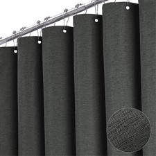 Charcoal Grey Shower Curtain Set - Waterproof Fabric, 72x72, 12 Hooks