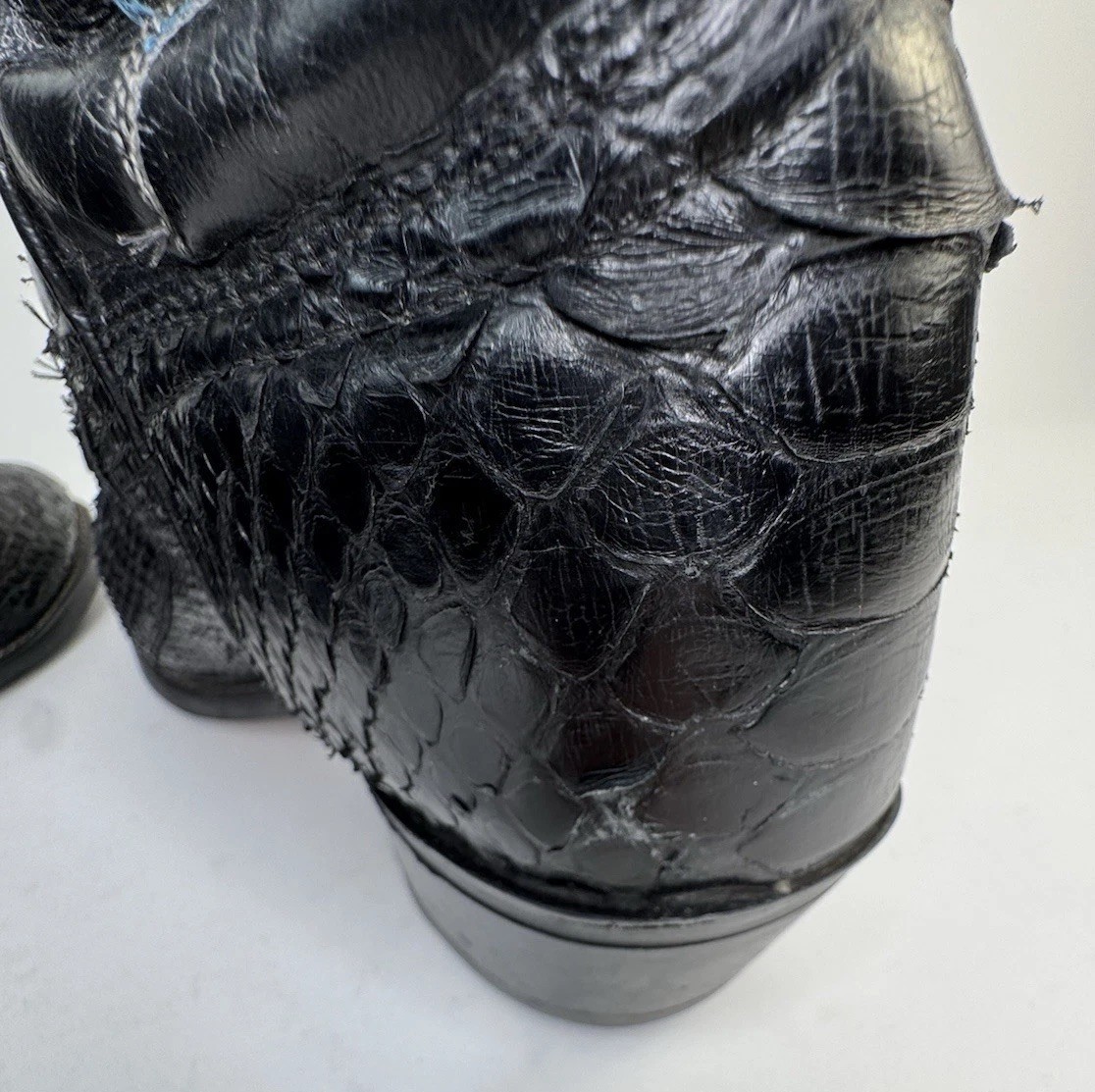 Python Cowboy Boots Black Men Pointed Toe Exotic … - image 13