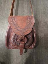 VTG 1970s Hand Tooled Leather Saddle Bag Purse Boho Hippie Flowers