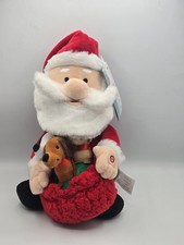 2020 Gemmy Plush Animated Singing Light Up Santa With Puppies 12" Works