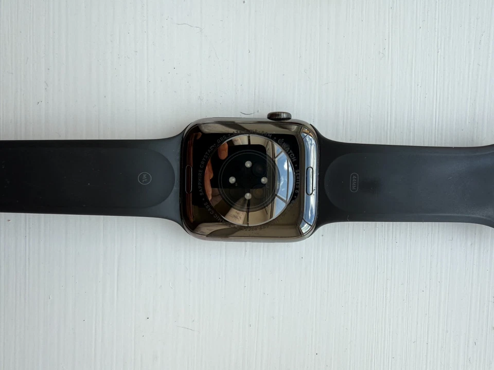 Apple Watch Series 6 44mm Graphite Stainless Steel Case and Black Silicone Band, - Image 4 of 4