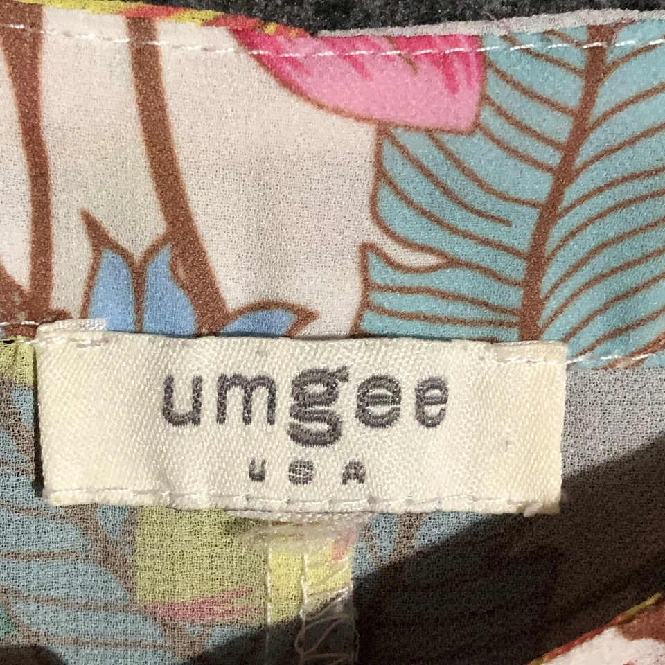 Camisa Umgee Mujer L Multicolor Floral Flecos Dobladillo Transparente Kimono Túnica Boho Y2K Foto 3 de 4
