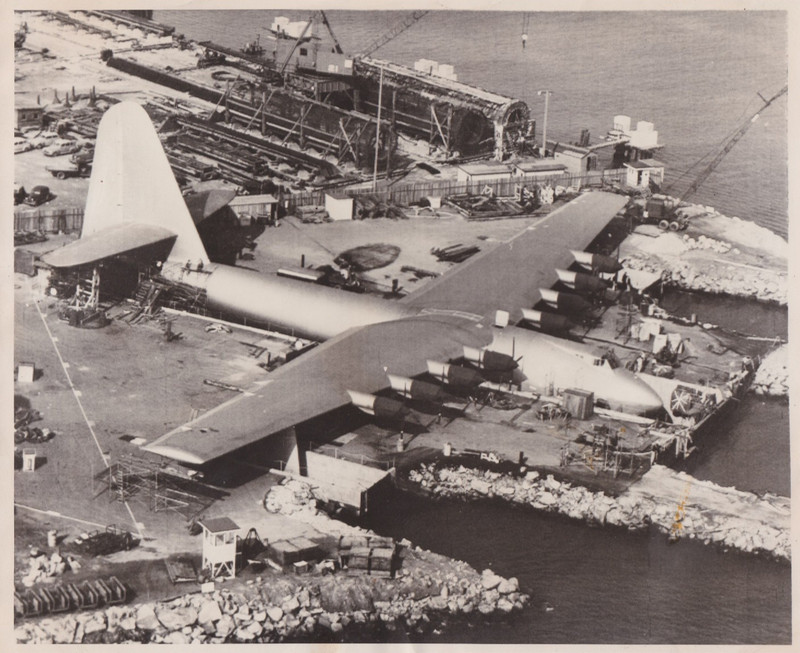 1947 Press Photo Overhead View Of World's Largest Seaplane "Hughes Hercules"