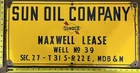 Vintage Porcelain Oil Field Sign - Sun Oil Co - Maxwell Lease Well No 39