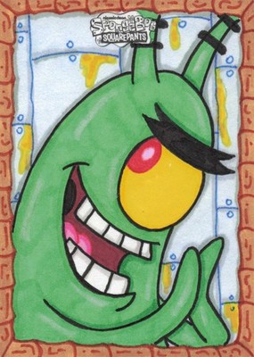 1 of 1!!! Topps Spongebob 2025 Sketch Card Plankton Evil Laugh UNIKAT !!! Autog