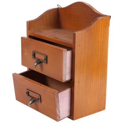 1pc Retro -Stil Holzspeicherbox Holzdesktop -Aufbewahrungsbox für Zuhause (Holz)