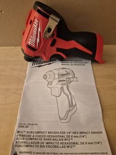 New Milwaukee 3450-20 M12 12v 1/4" Hex Subcompact Brushless Hex Impact Driver