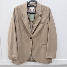H M Womens Blazer Small Beige Taupe Single Breasted Workwear Jacket NWT
