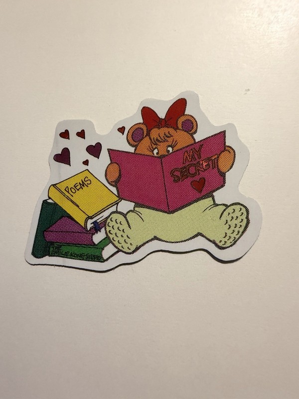 VINTAGE Stickers Emilie Kong Studios  Vending Machine Bear Reading Book