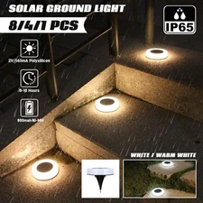 8 LED Solar Buried Ground Light Lawn Lights Outdoor Garden Patio Yard Landscape