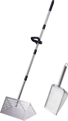 Sand Flea Rake 16'' Wide - Detachable 54'' Handle with Shark Tooth Screen - Steel
