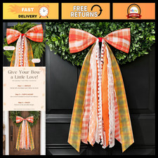 Large Autumn Harvest Wreath Bow - Fall Decor for Front Door - 2 Pack, Seasonal H