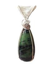 Wire Wrapped Sterling Silver Necklace Pendant with Natural Gemstone OOAK