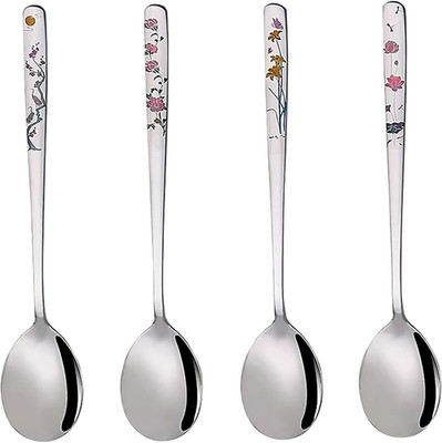 Koreanische Suppenlöffel, 18/8 Edelstahl, langer Griff, 20,3 cm Esslöffel, asiat