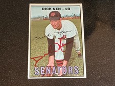 Autographed  card of 1967 Topps  DICK NEN.     NICE!