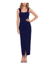 BETSY & ADAM Womens Blue Faux Tie Center Back Lined Sleeveless Gown Dress 2