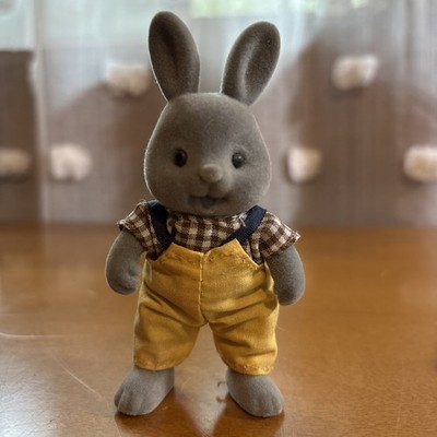 Vintage 1980's SYLVANIAN FAMILIES Gray rabbit father FIGURE 4'' tall