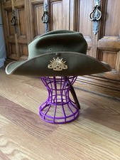 Vintage 1952 Akubra Dunkerley Australia Military Slouch Hat Sunburst Badge 7 3/4