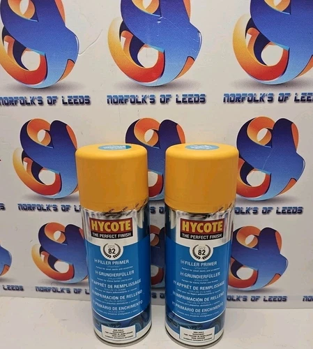 yellow PRIMER SPRAY HYCOTE FILLER PAINT FAST DRYING CAR BIKE VAN 400ml 2 can M