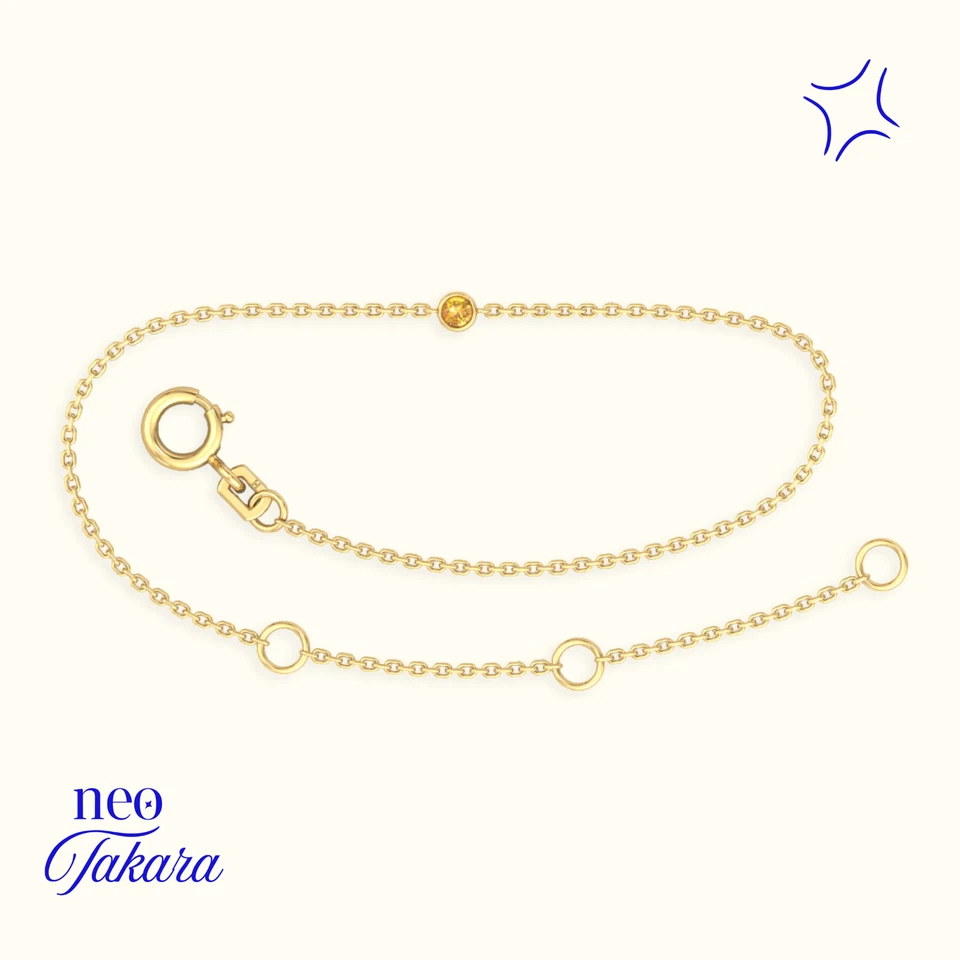 Изящный элегантный подарок браслет-солитер из желтого золота 9 карат с натуральным оранжевым цитрином - Изображение 2 из 4