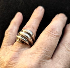 VTG 925 Sterling Silver Chunky Unisex Wave Dome Band Ring Size 7 Signed