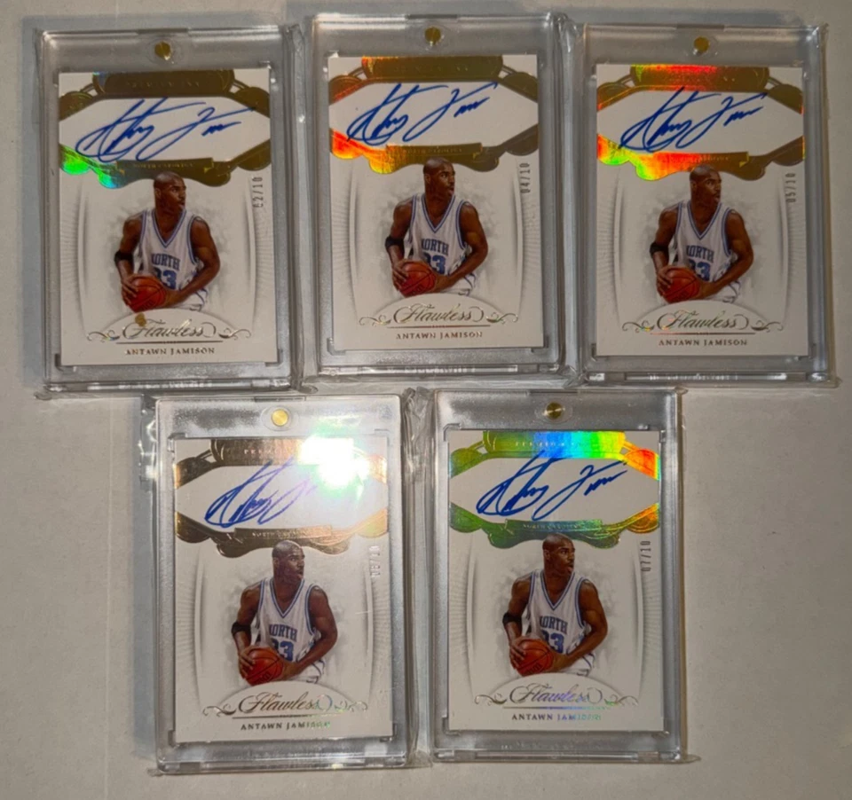 5 CARD LOT 19-20 Flawless Collegiate Premium Ink GOLD Antawn Jamison AUTO ed 10 - Image 2 of 4
