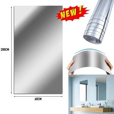 2m Large Mirror Wall Sticker Roll Self Adhesive Bathroom Room DIY Decor Stick On